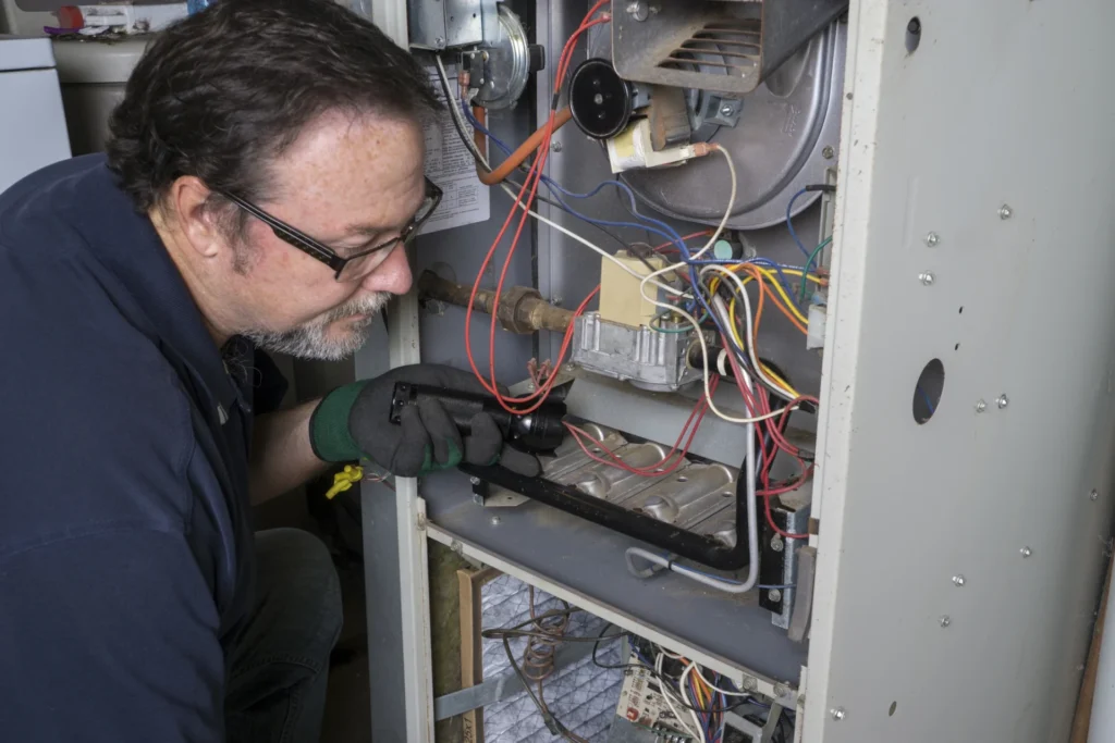 Professional technician installing a new furnace